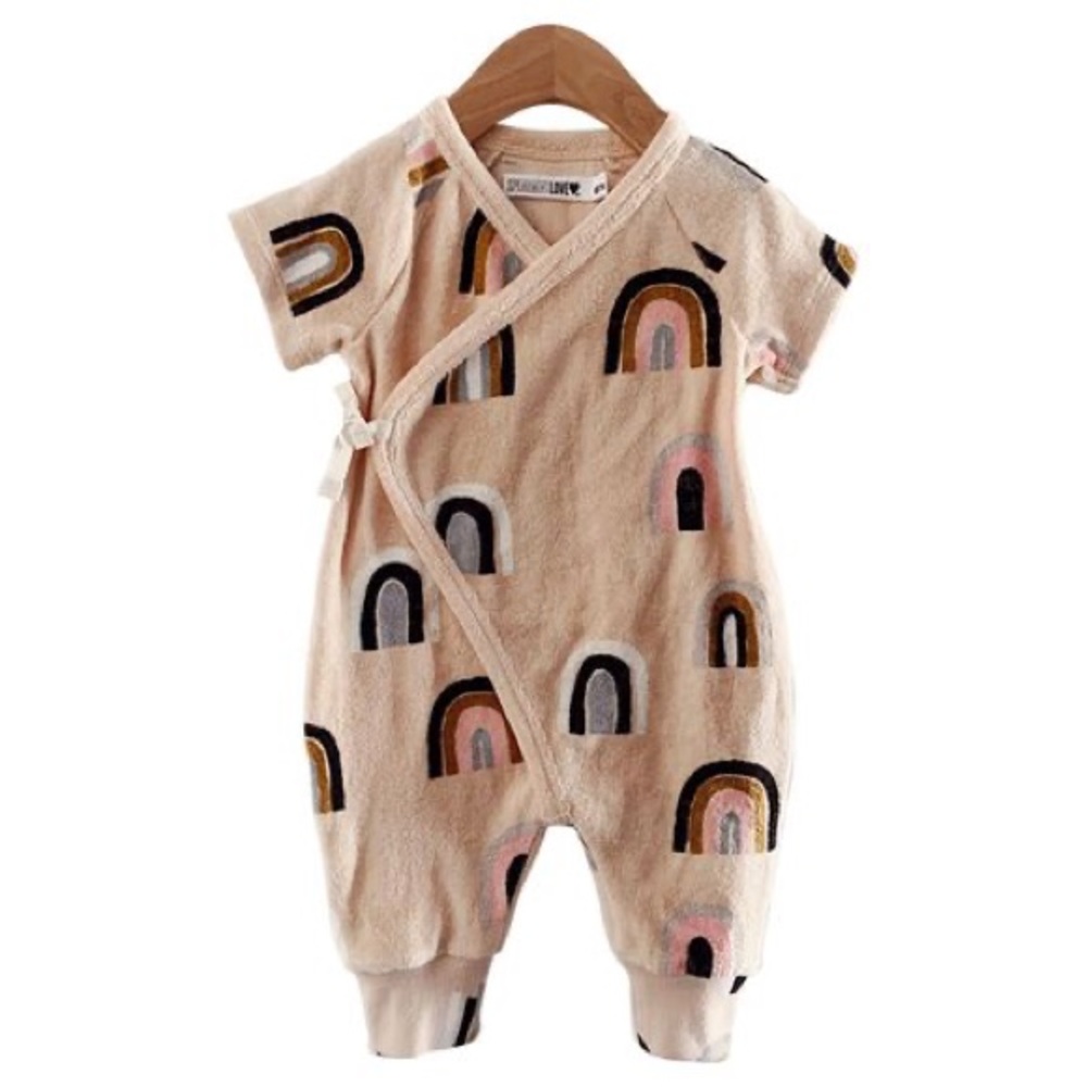 Spearmint Love Baby rainbow terry romper